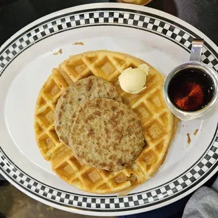 Turkey Sausage and Waffle.