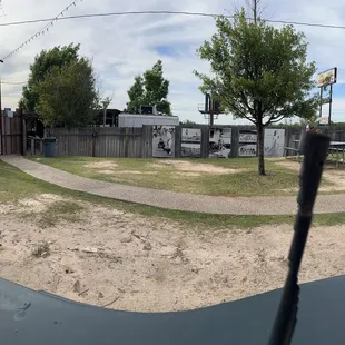 In the back of the restaurant