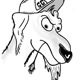 a drawing of a grumpy goat