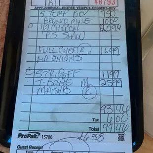 Not sure what the EXTRA $6.38 charge was on the very bottom.....  charged gratuity?   Didn&apos;t notice that till right now.....
