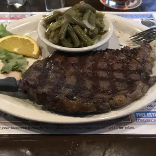 This is a very flavorful steak. Yummy. The green beans were good too.  They were a little sweet. It was different but still good.