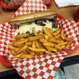 Philly cheese steak and French fries!! This was great!!