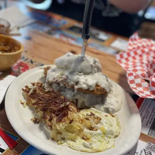 Chicken Fried Chicken with biscuits