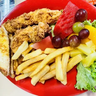 Chicken tender kids plate with fruit!