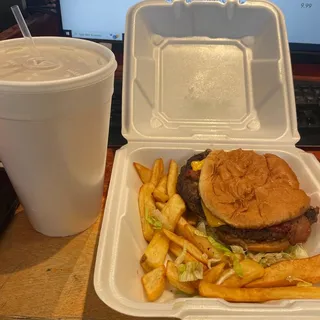 Bacon Cheeseburger and French Fries