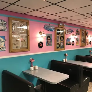 the interior of a diner