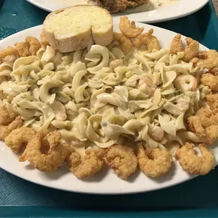 two plates of food on a tray