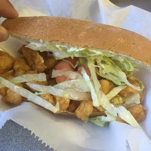 This is 1/2 of the shrimp poboy.