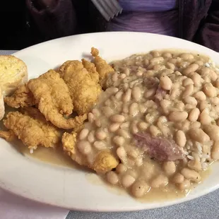 White Bean, Rice, and Fried Fish