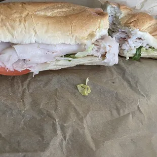 a half eaten sandwich