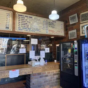 the counter and menu