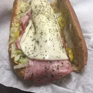 A half (7") All-American on wheat