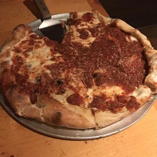 a deep dish pizza