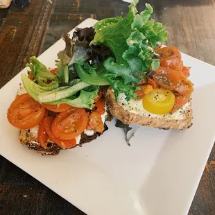 Red pepper ricotta toast