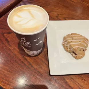 Honey Latte and strawberry rhubarb scone