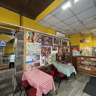 tables and chairs in a restaurant