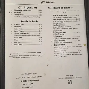 menu