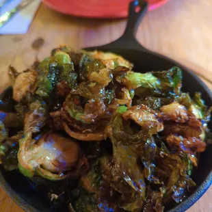 Crispy brussel sprouts with pepper jelly.