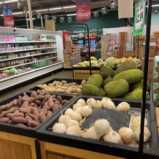 produce displayed in display case