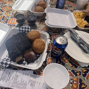 Overcooked beef ribs and Brisket Plate