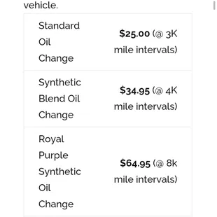 Oil change prices