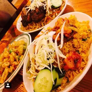Shamballa shrimp fried rice Calamari,Jerk chicken chowmien