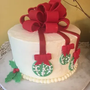 Red Velvet Cake w/Cream Cheese Swiss Meringue Buttercream Filling and Frosting.  Merry Christmas.