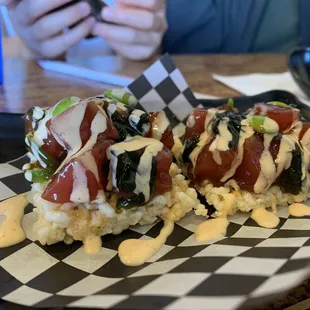 Ahi Poke on crispy rice