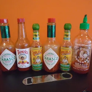 Lots of hot sauces - if you want to add some heat &amp; extra flavor!