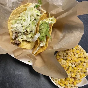 Tacos and elote