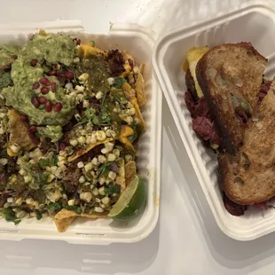Nachos and breakfast Sammy