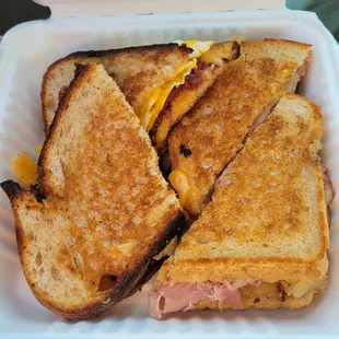 Cubano and grilled cheese with pastrami and egg! Yum!!!