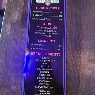 menu