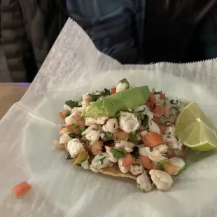 Tostada Ceviche de Camaron