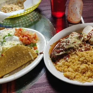 Dinner special for 13-14$. Consists of taquito, tostada, taco, chile relleno, burrito, rice