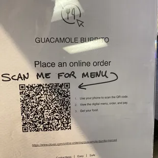 QR code for menu