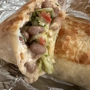 This is a vegetarian burrito. It was soooo good and I was only able to eat half it was so big.