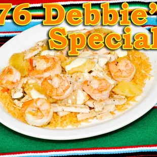 #76 Debbie&apos;s Special - our version of the chicken on the beach cooked fresh with grill pineapple!