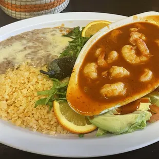 Shrimp "burrito " plate comes with your choice of tortillas