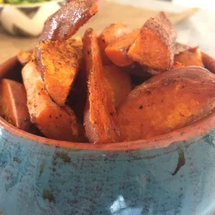 Sweet potato side with old bay seasoning and coconut oil.