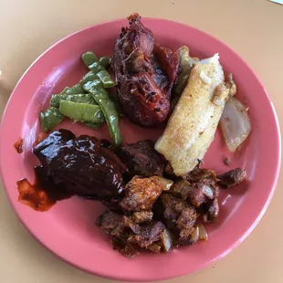 Cactus casserole (amazing), turkey, fish, pork, chicken (sorry I don't remember any of the actual Mexican names!)