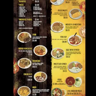 a menu for a mexican restaurant