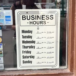 Business hours 6-9-22