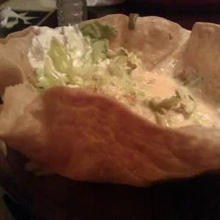 Whats left of the very yummy taco salad I just had!