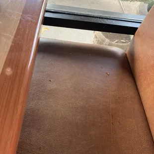 Seats are filthy and window sill has crud all over it
