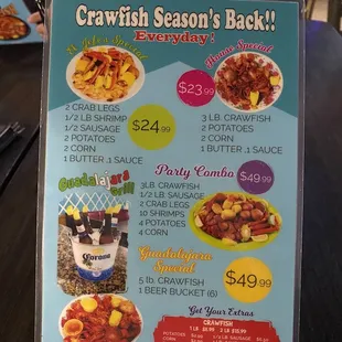 a menu for a restaurant