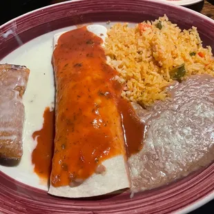Fried Tamales. Side Beef Burrito. Rice. Beans