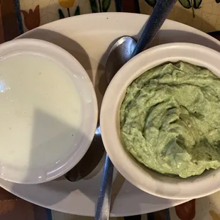 Cheese Dip and Guacamole Dip