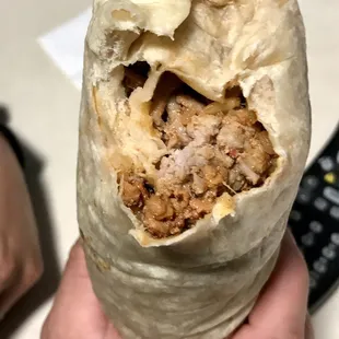 the inside of a burrito