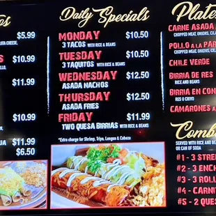 Menu as of Nov 1, 2023